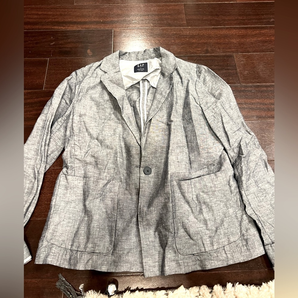 Gal linen blue/gray chambray blazer